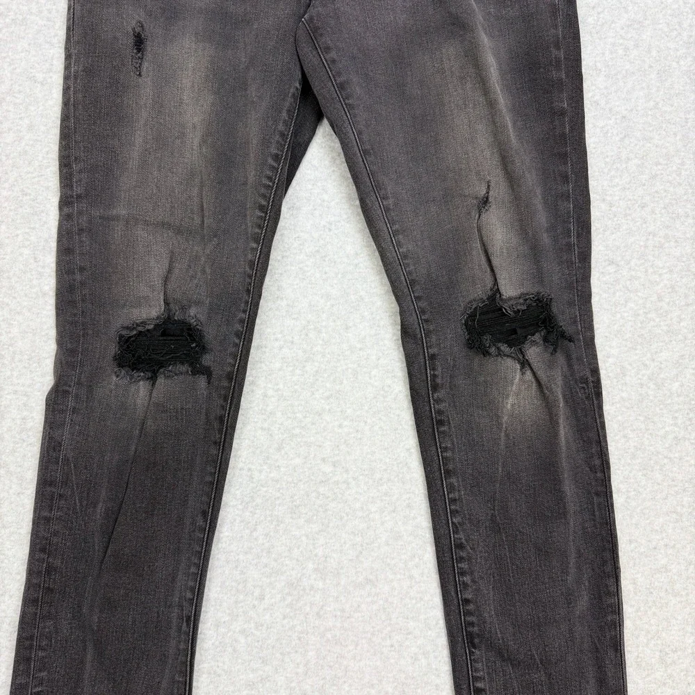 Aeropostale Athletic Skinny Jeans Men 29/32 Black Distressed Denim Grunge Rocker